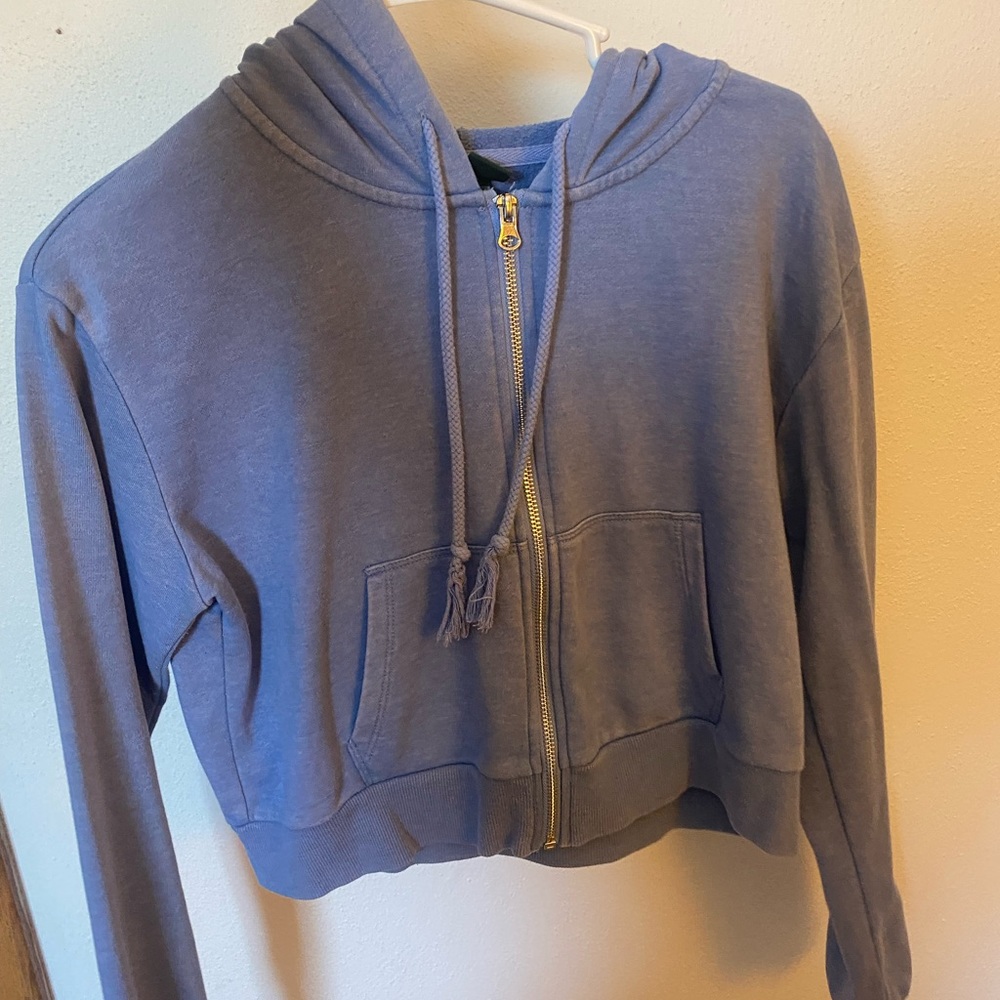 Blue brandy cropped zip up